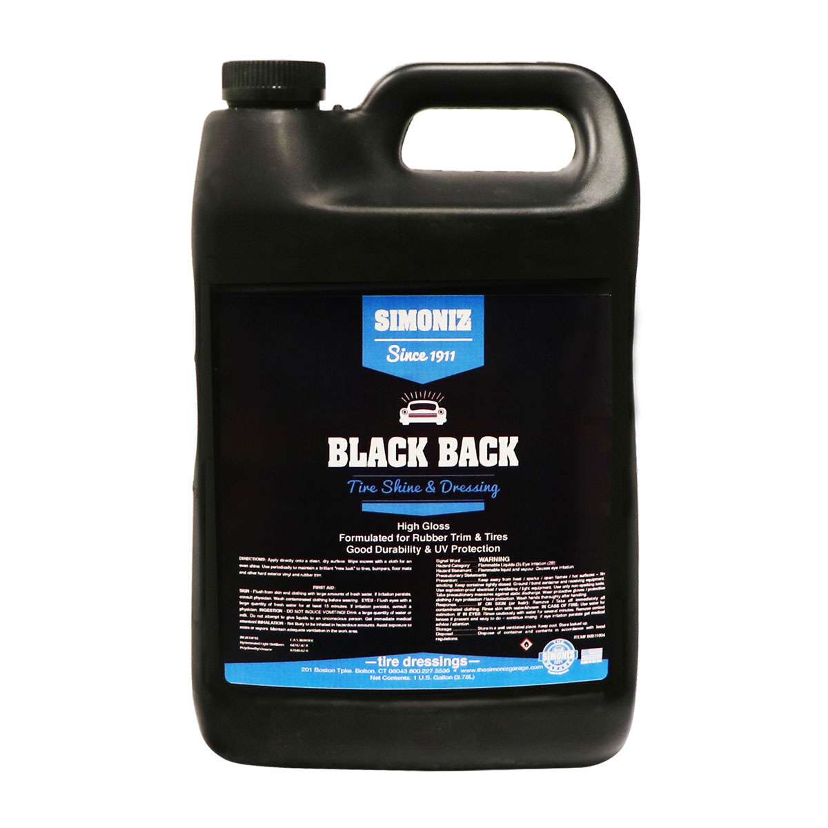 Simoniz B0311001 Black Back Silicone Tire & Trim Dressing 1 Gallon Bottle - B0311